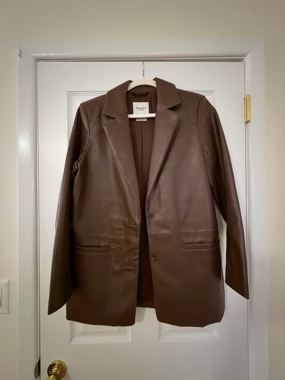 Abercrombie & Fitch Chocolate Brown Faux Leather Blazer